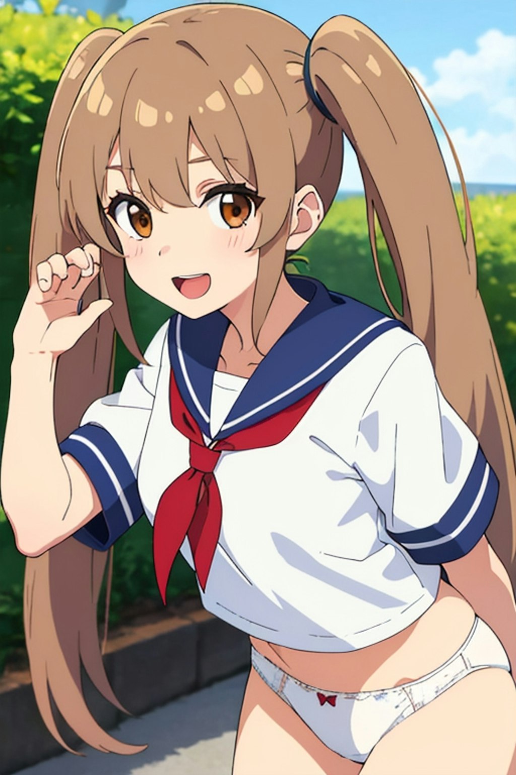 Serafuku twintails girl