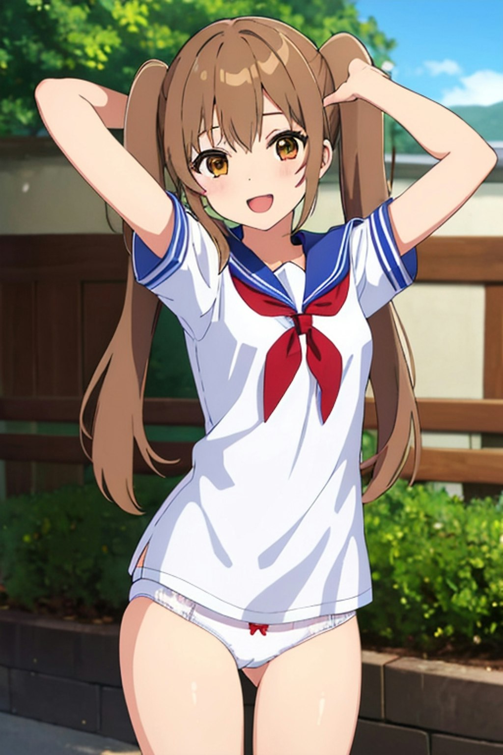 Serafuku twintails girl