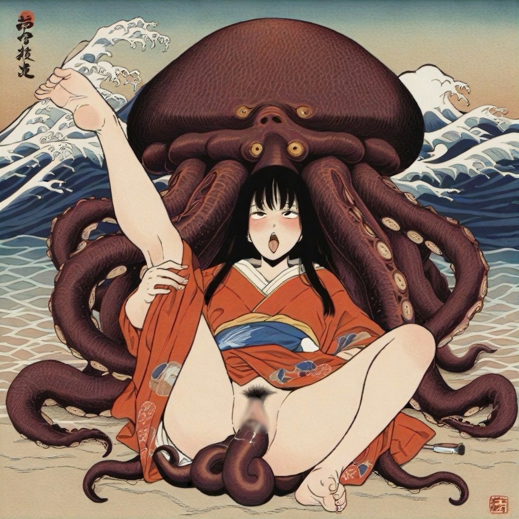 Octopus and Diving Woman