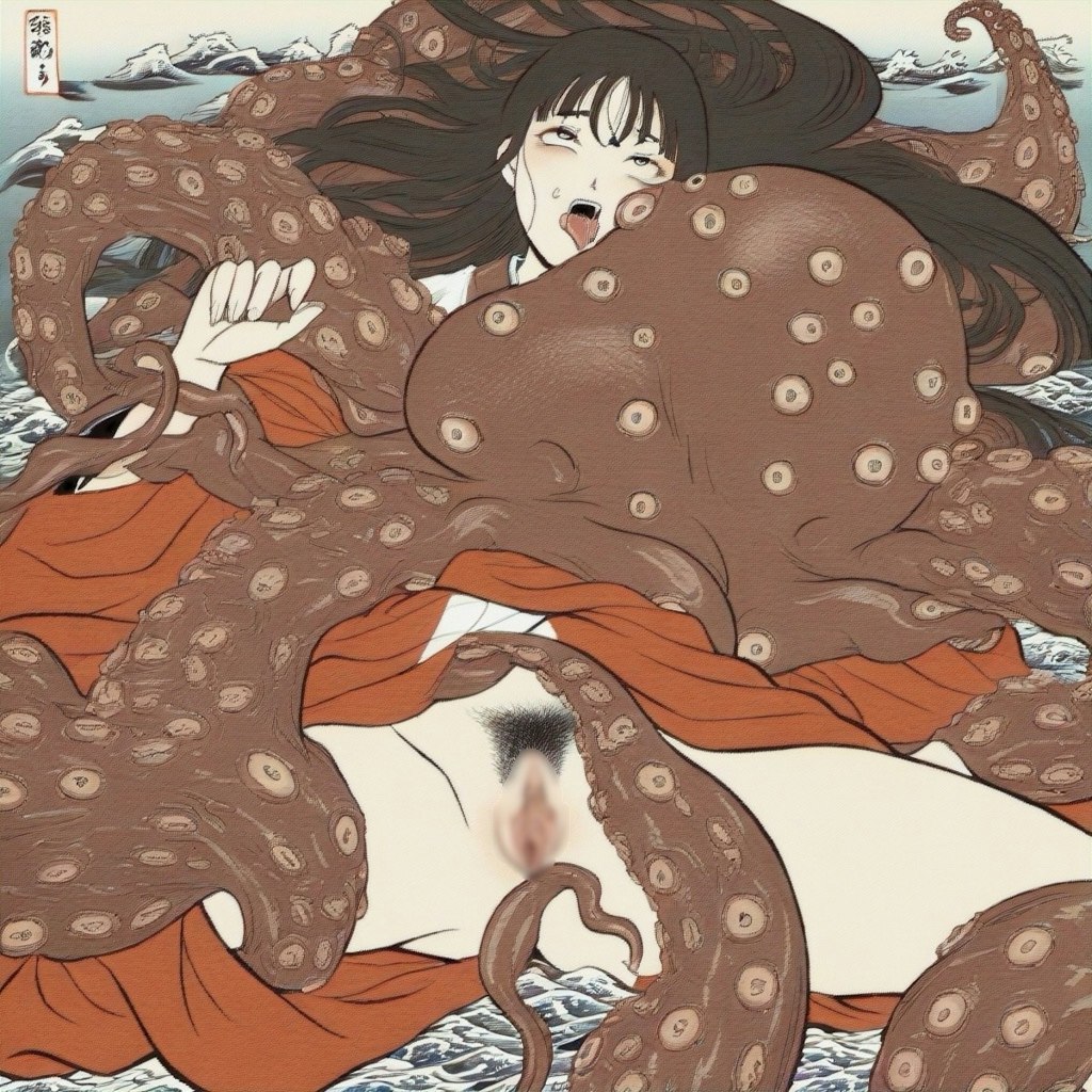 Octopus and Diving Woman