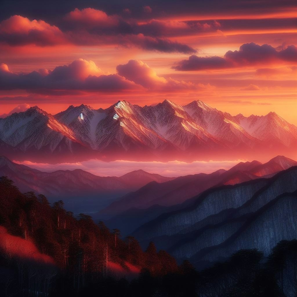 八ヶ岳の夕日