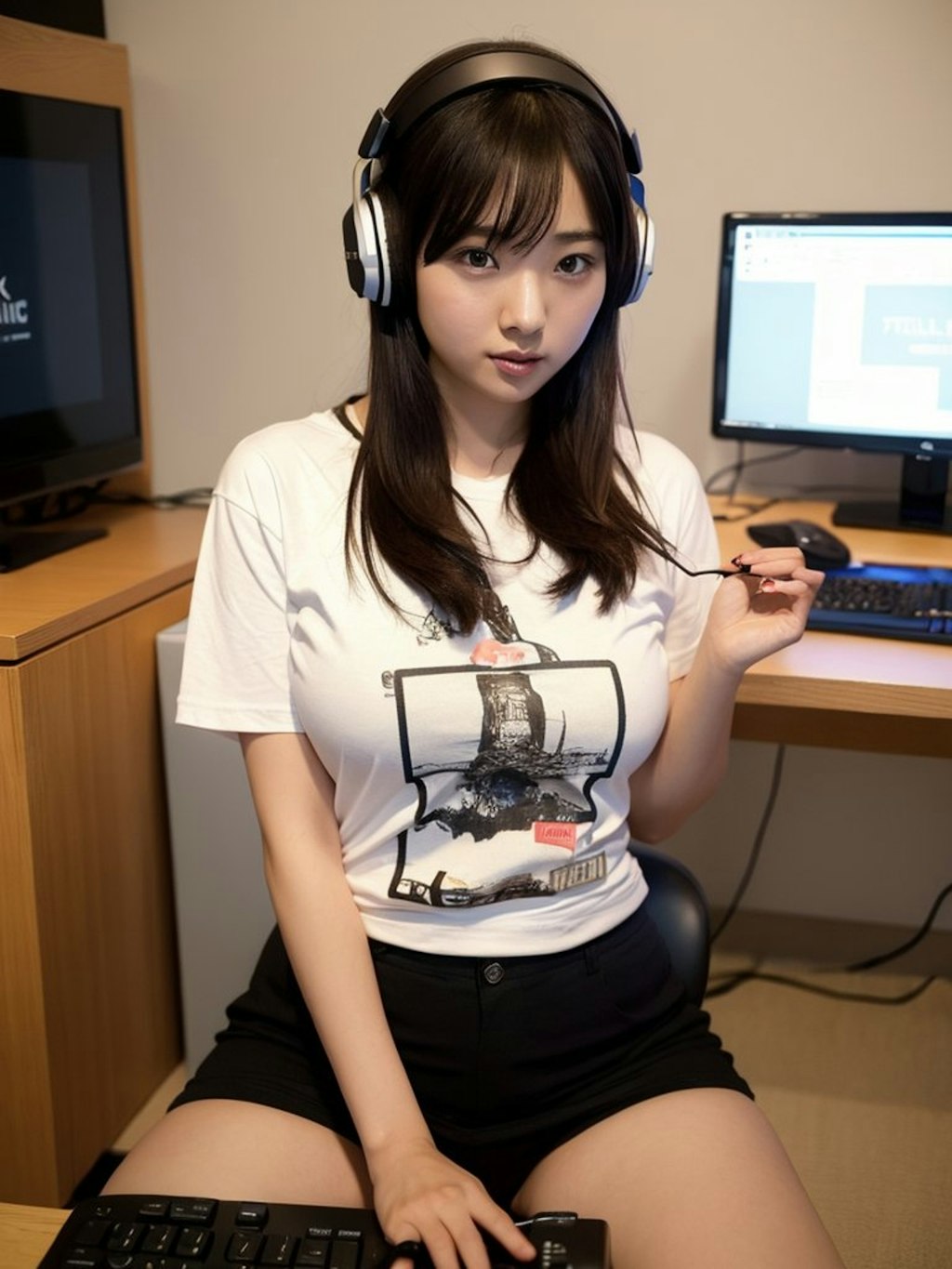 だらしない格好でゲームをする女子　その２