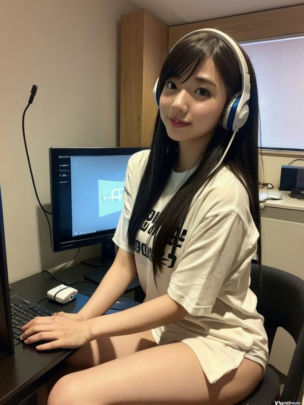 だらしない格好でゲームをする女子　その２