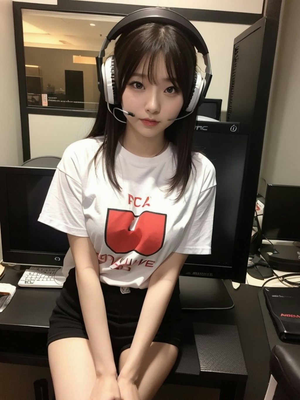 だらしない格好でゲームをする女子　その２