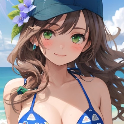 夏の浜辺の少女