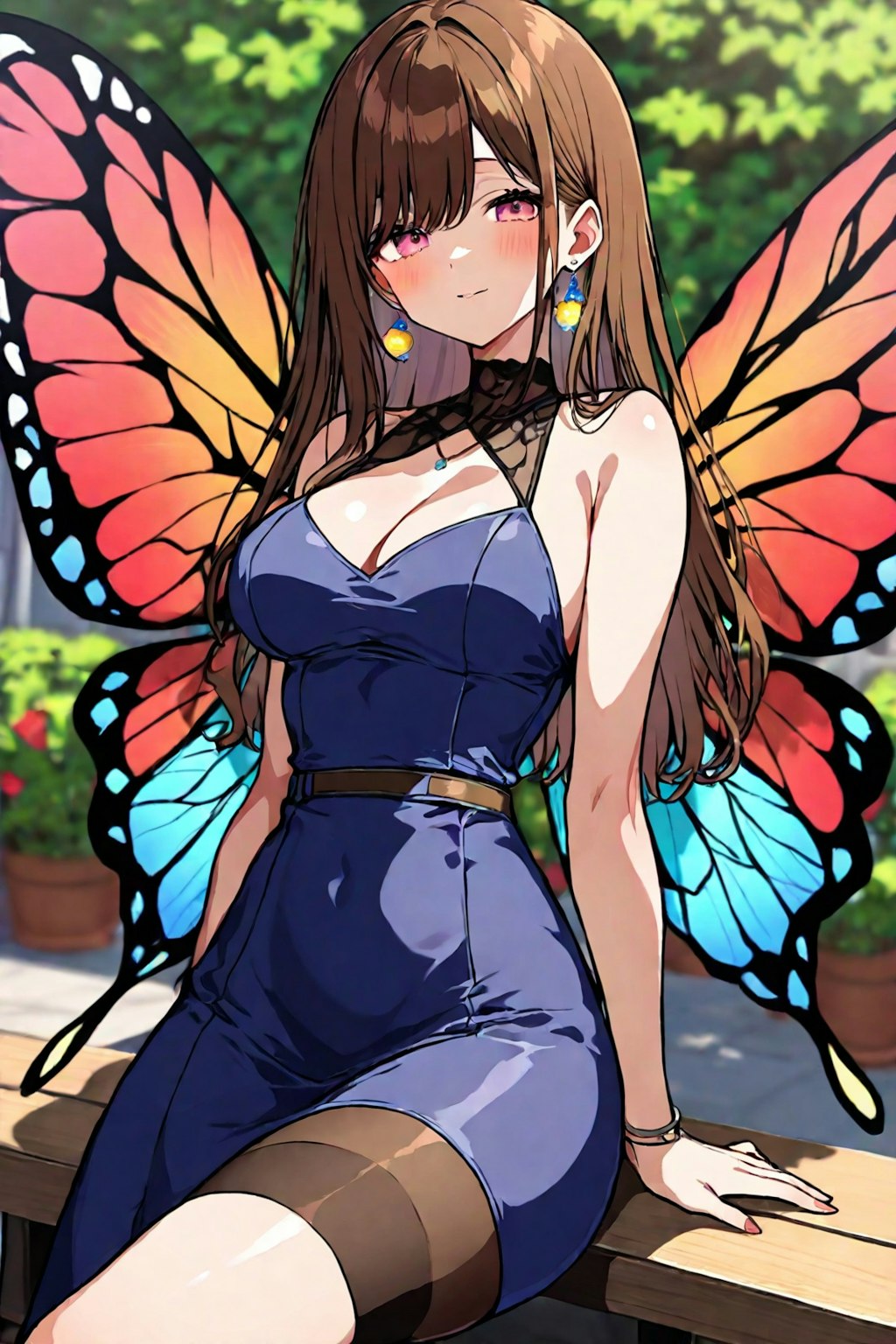 Adult woman with butterfly wings