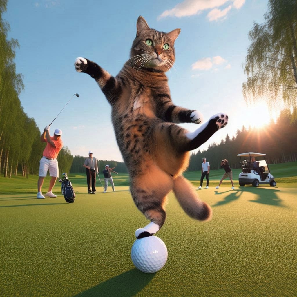 ゴルフする猫