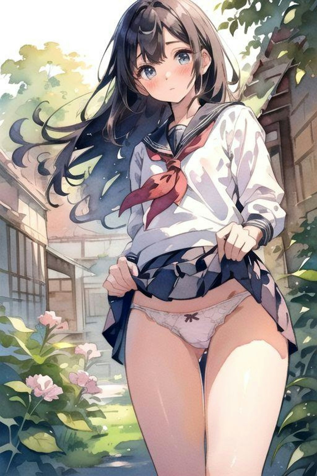 水彩セーラー服