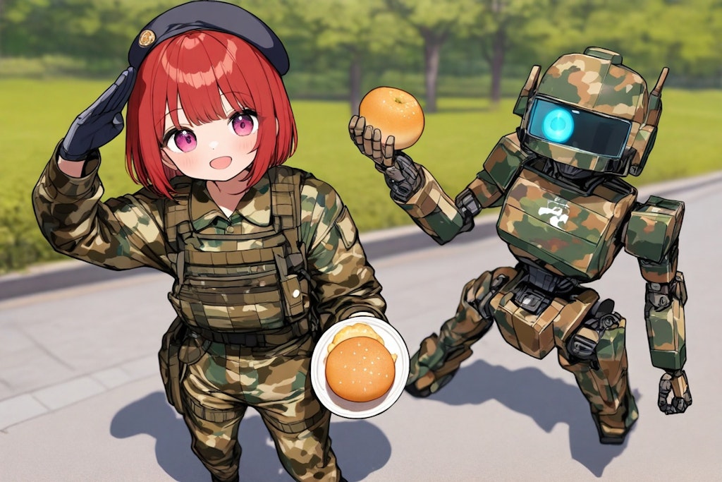 赤髪ちゃん隊長とロボ
