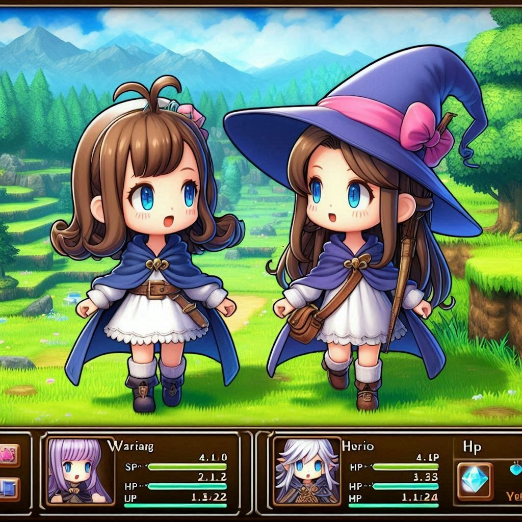 RPGゲーム風の小さな女の子たち