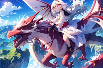the girl riding on the dragon's back