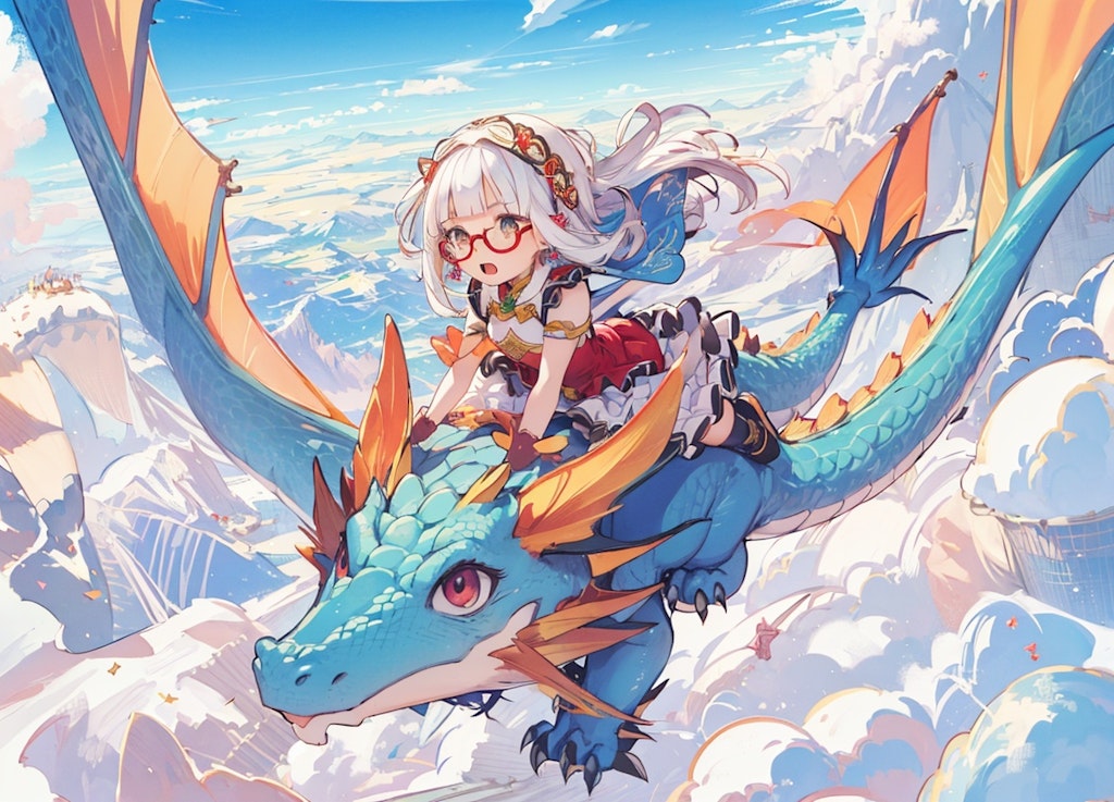 the girl riding on the dragon's back