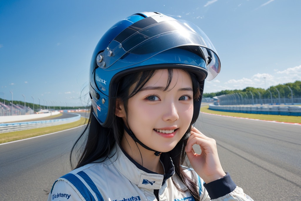 黒髪の女性レーシングドライバー