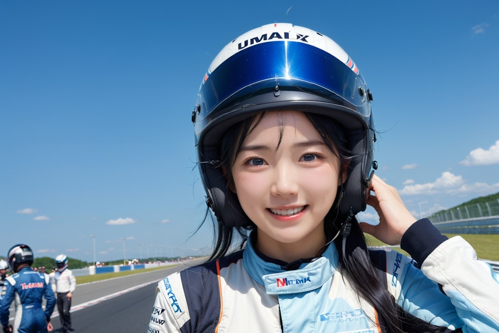 黒髪の女性レーシングドライバー