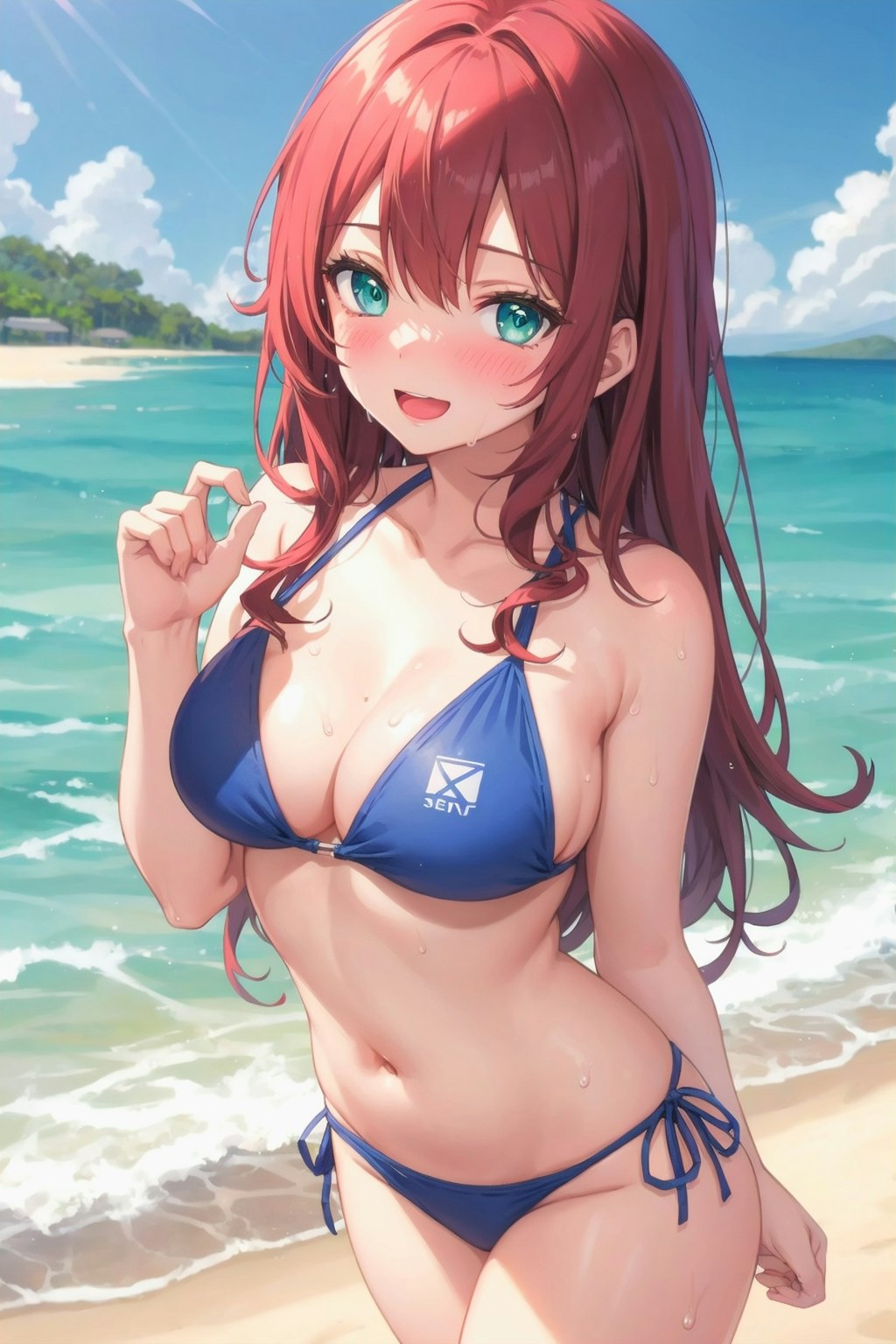 耀く海と水着の女の子