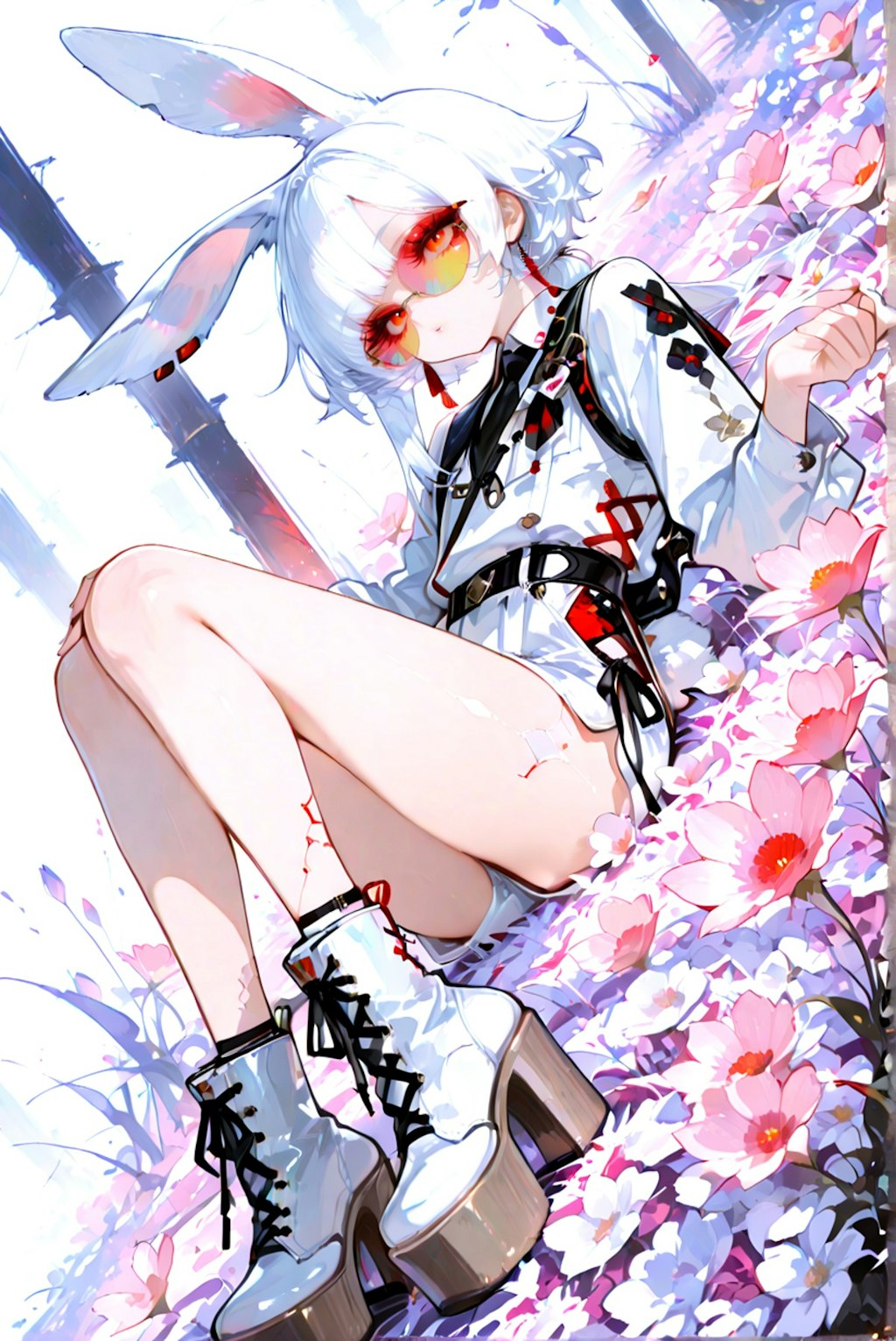 花とウサギ