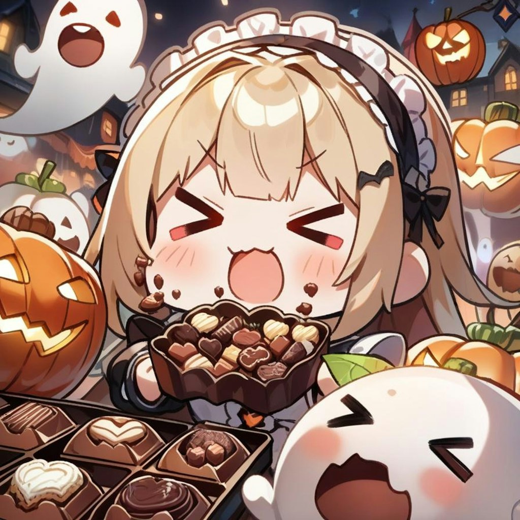 🎃チョコ三昧だよ！🍫メイドちゃん！👻