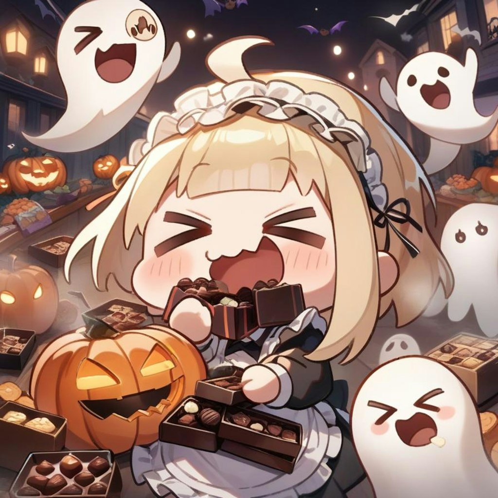 🎃チョコ三昧だよ！🍫メイドちゃん！👻