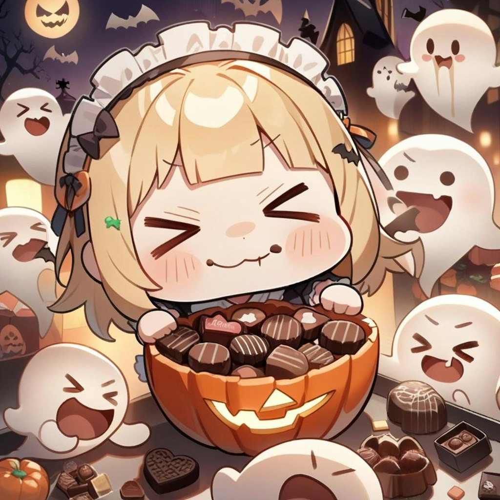 🎃チョコ三昧だよ！🍫メイドちゃん！👻