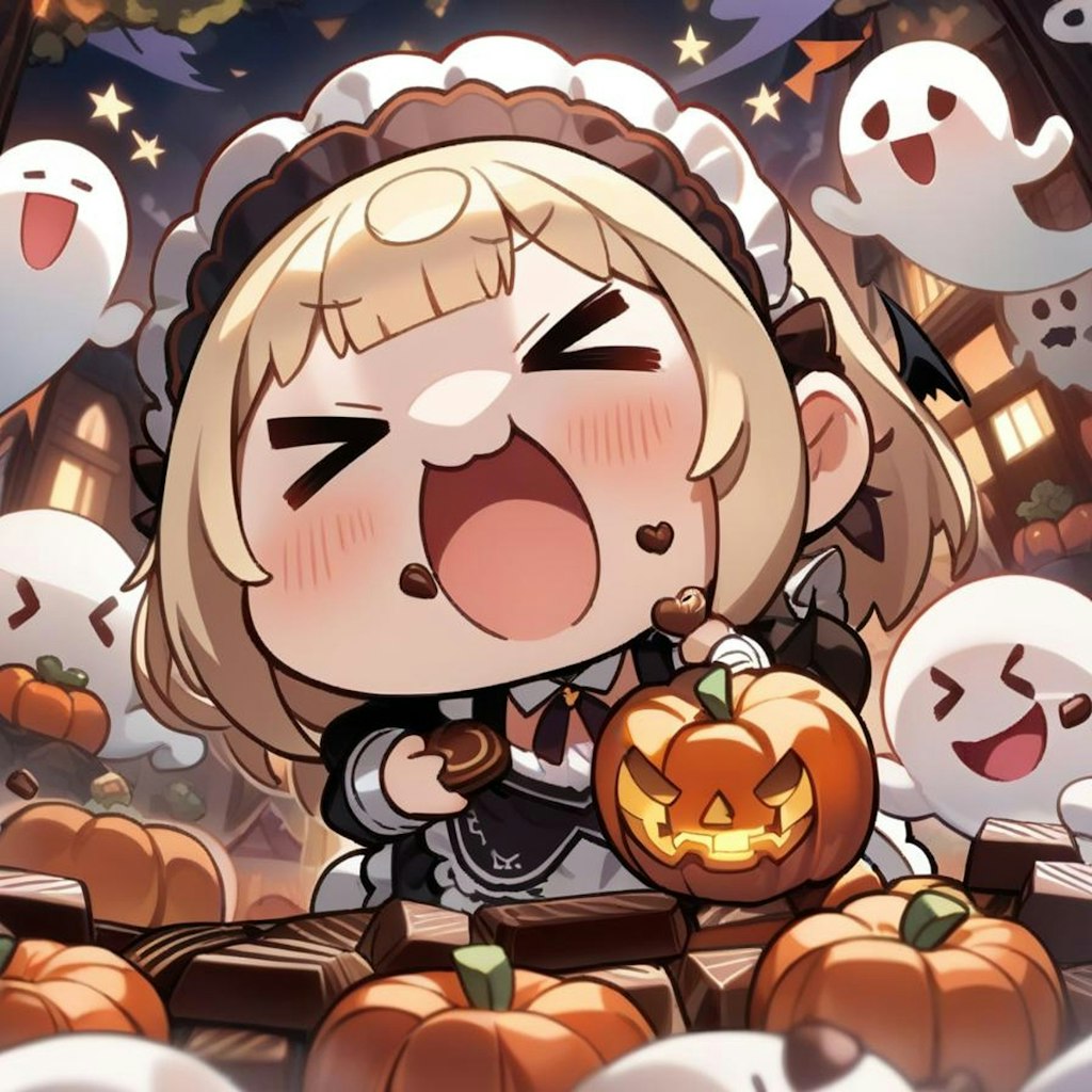 🎃チョコ三昧だよ！🍫メイドちゃん！👻