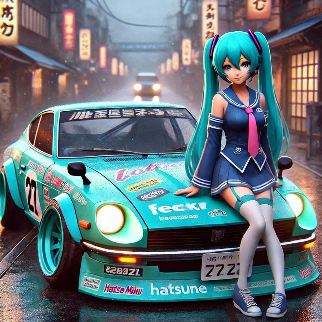 ブルーカラーの240Zと初音ミク