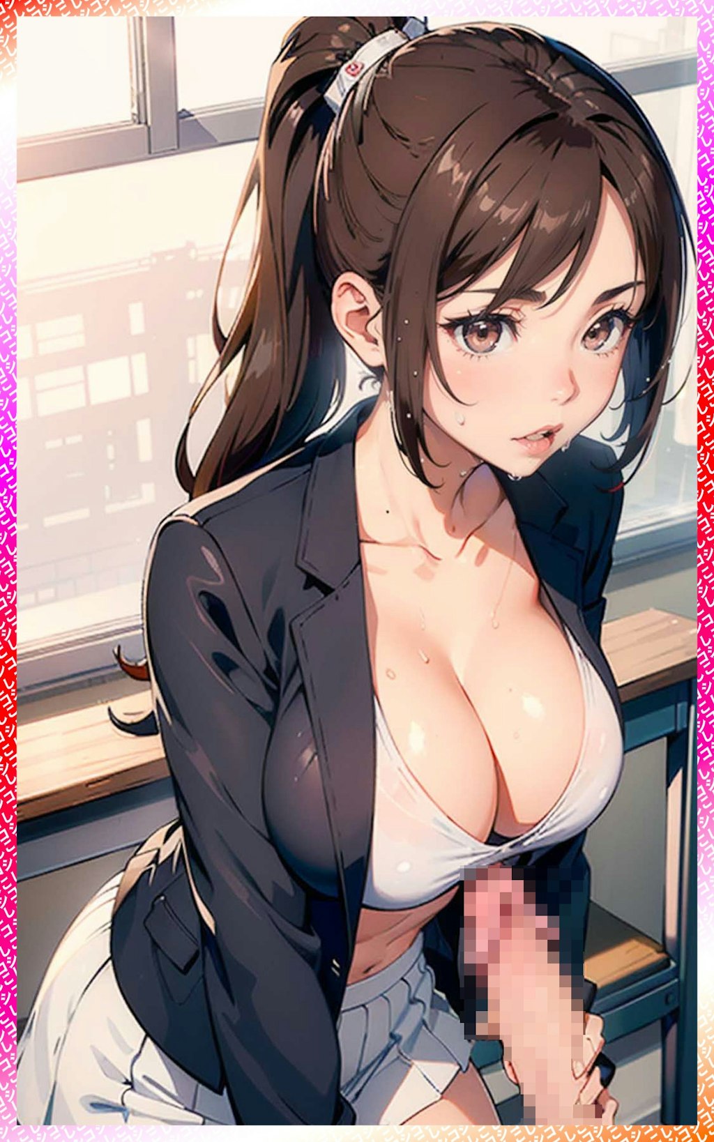 巨乳ｊｋ教室手こき　Big tits jk classroom