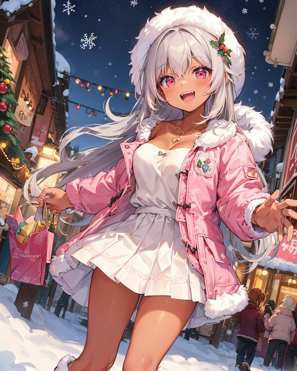 銀髪褐色ちゃんとクリスマスマーケットでショッピング♪