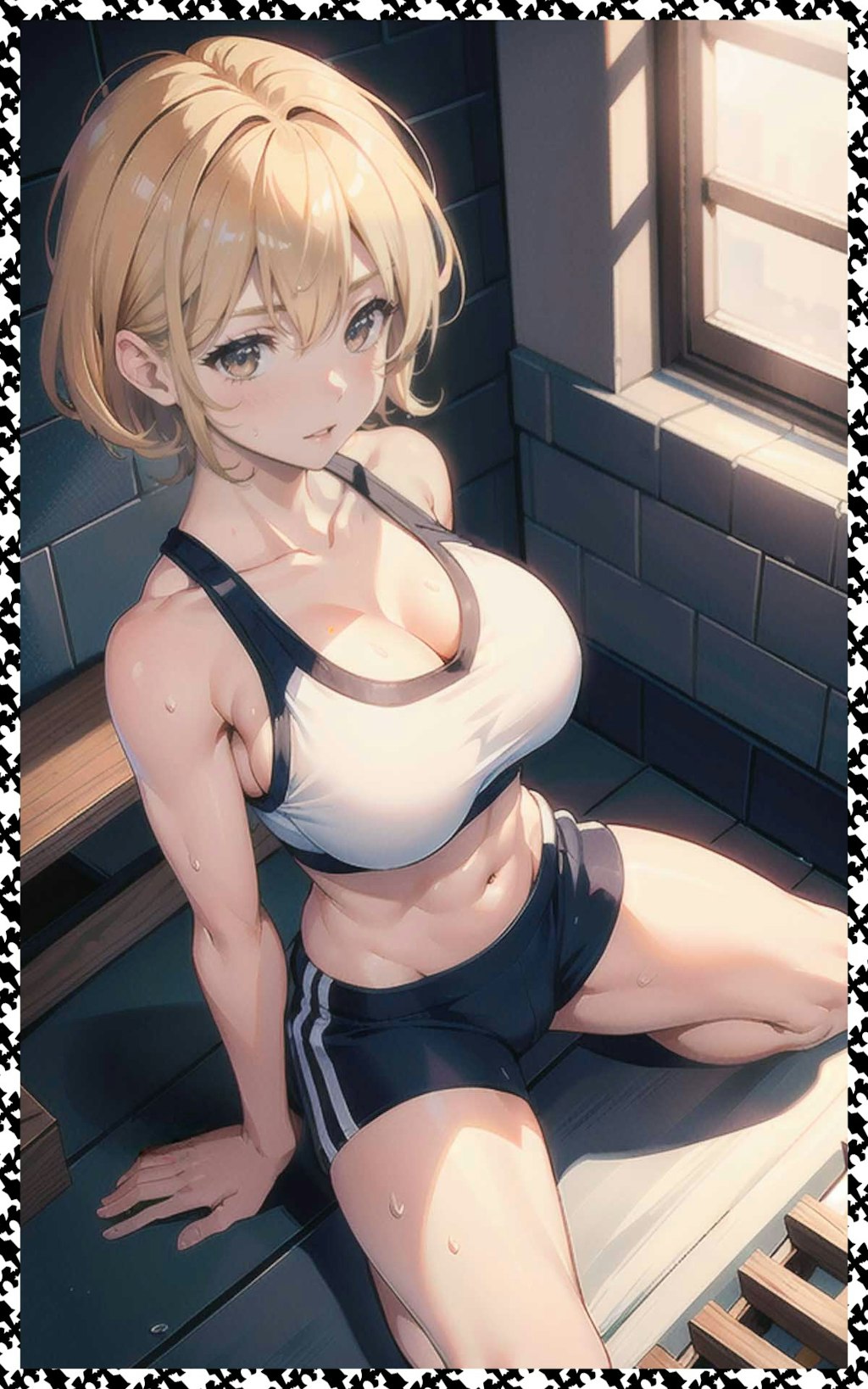 筋肉金髪巨乳　Muscles, blond hair, big tits.