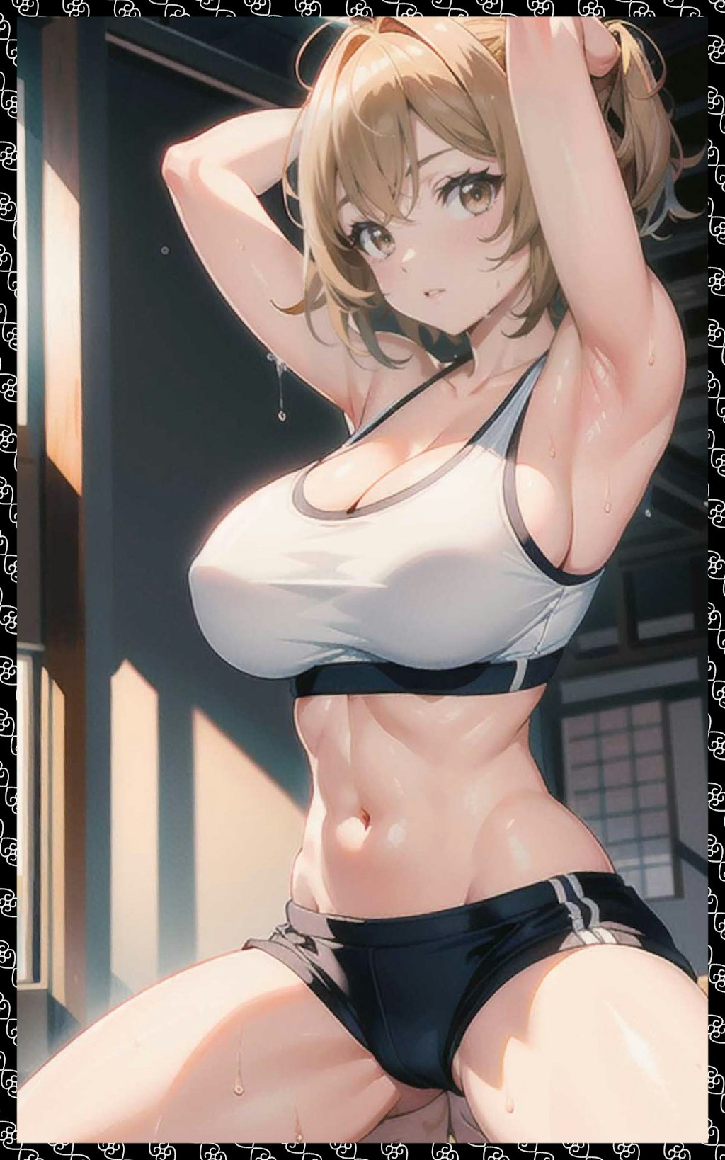 筋肉金髪巨乳　Muscles, blond hair, big tits.