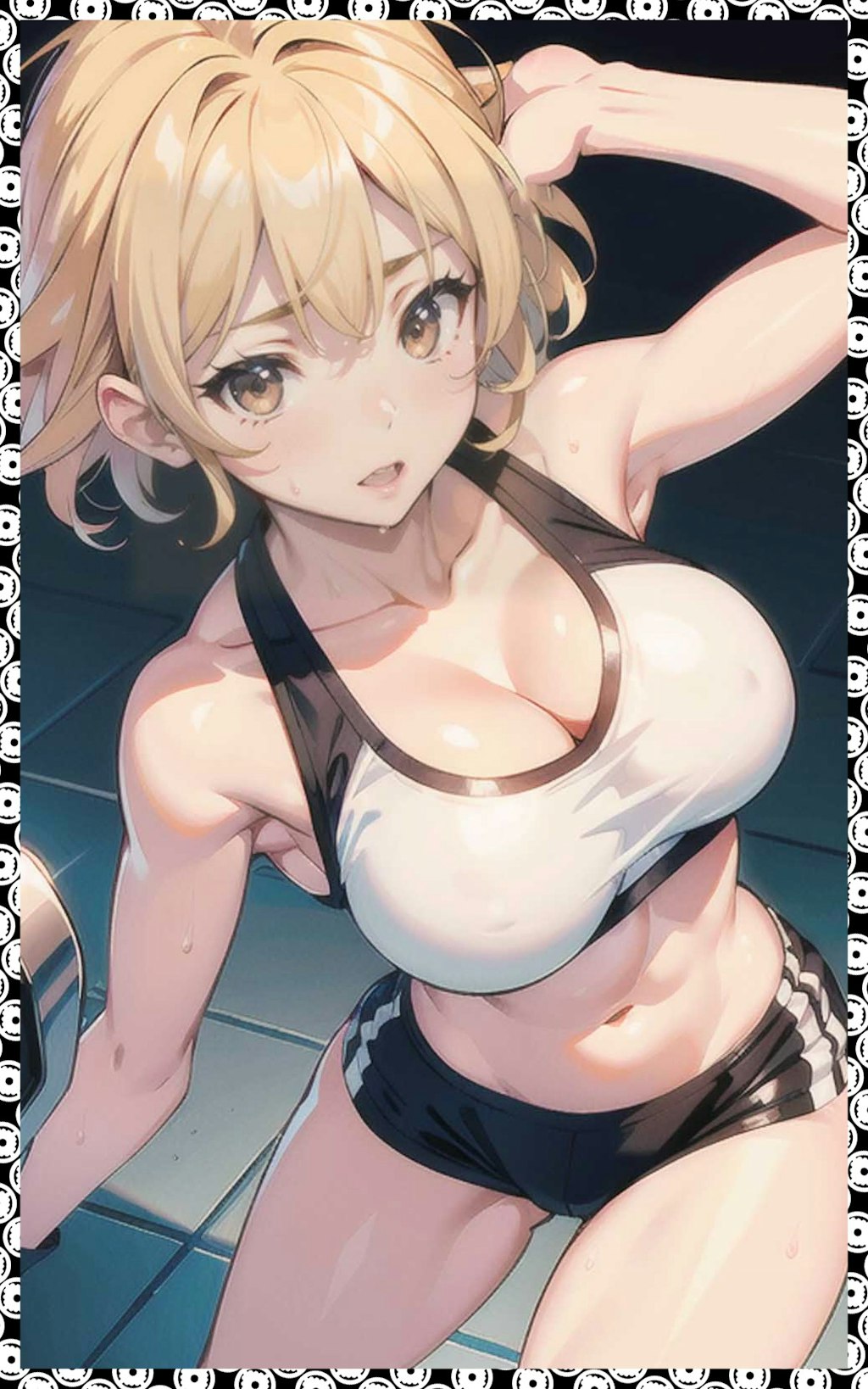 筋肉金髪巨乳　Muscles, blond hair, big tits.