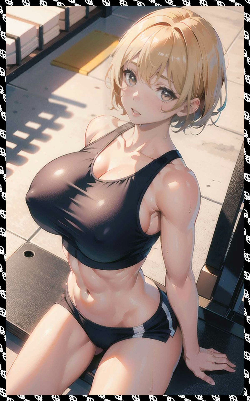 筋肉金髪巨乳　Muscles, blond hair, big tits.