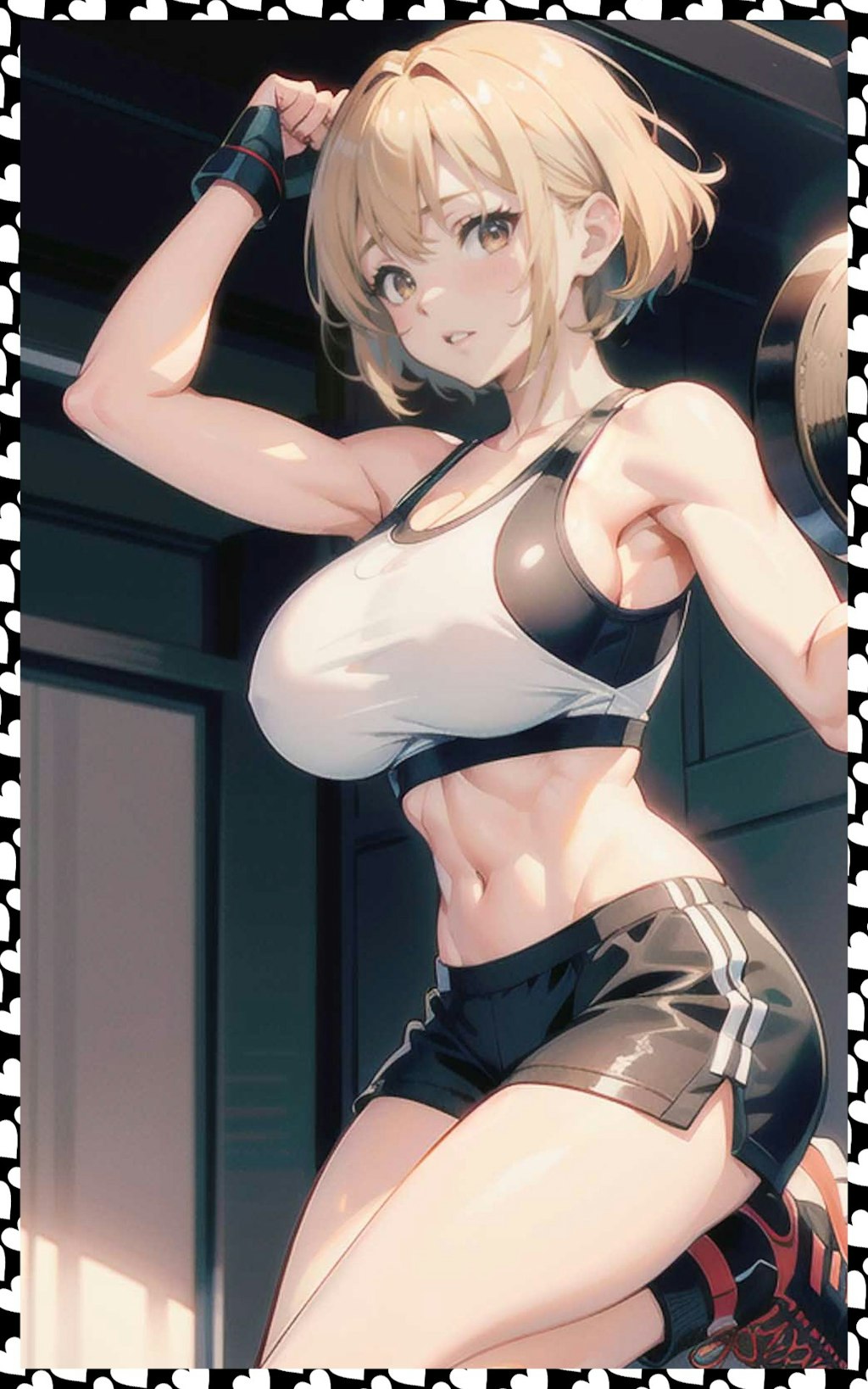 筋肉金髪巨乳　Muscles, blond hair, big tits.