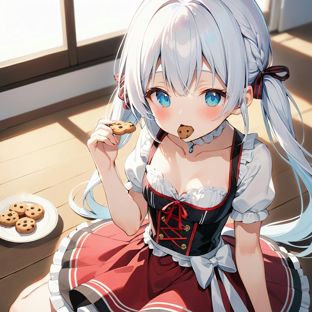 Eating cookies girl