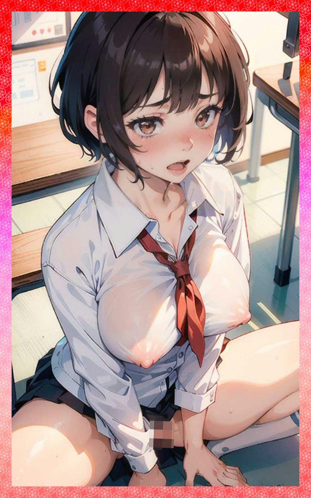 巨乳ｊｋ教室中●し Big breasted JK in the classroom creampie.