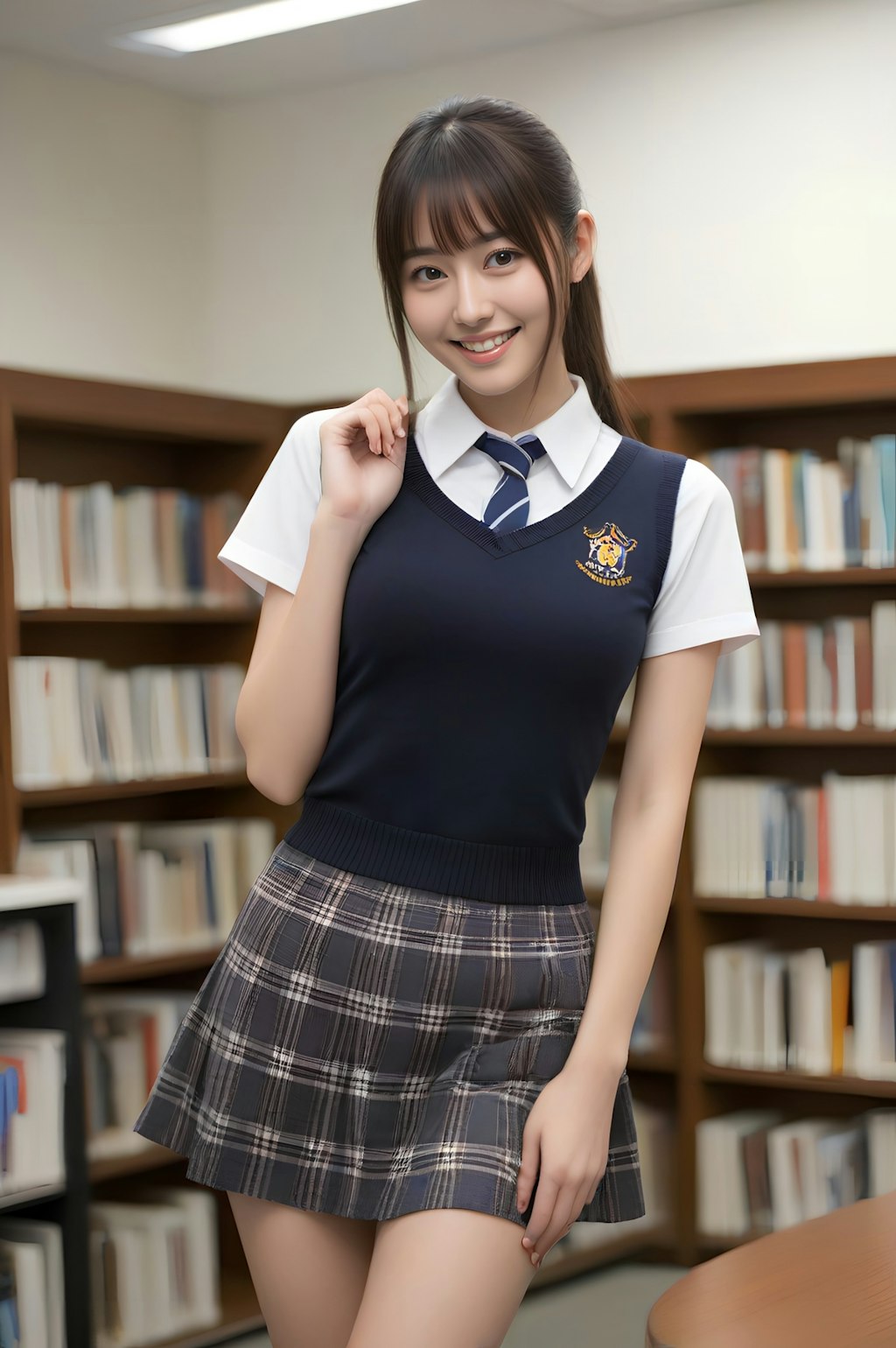 school uniform図書室
