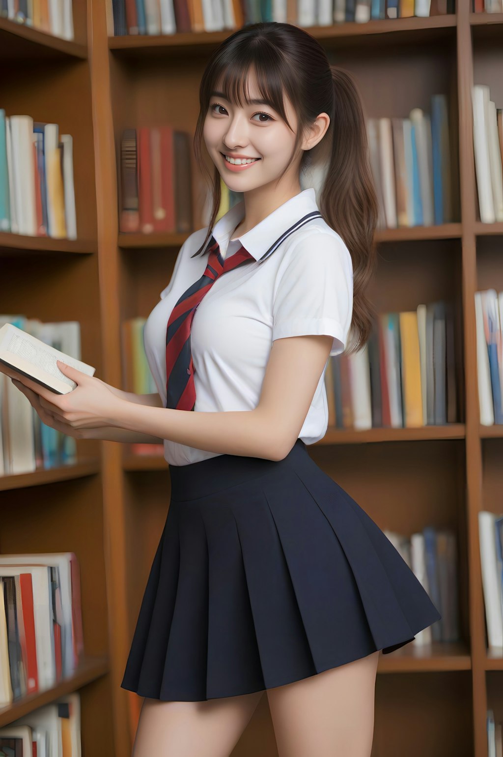 school uniform図書室