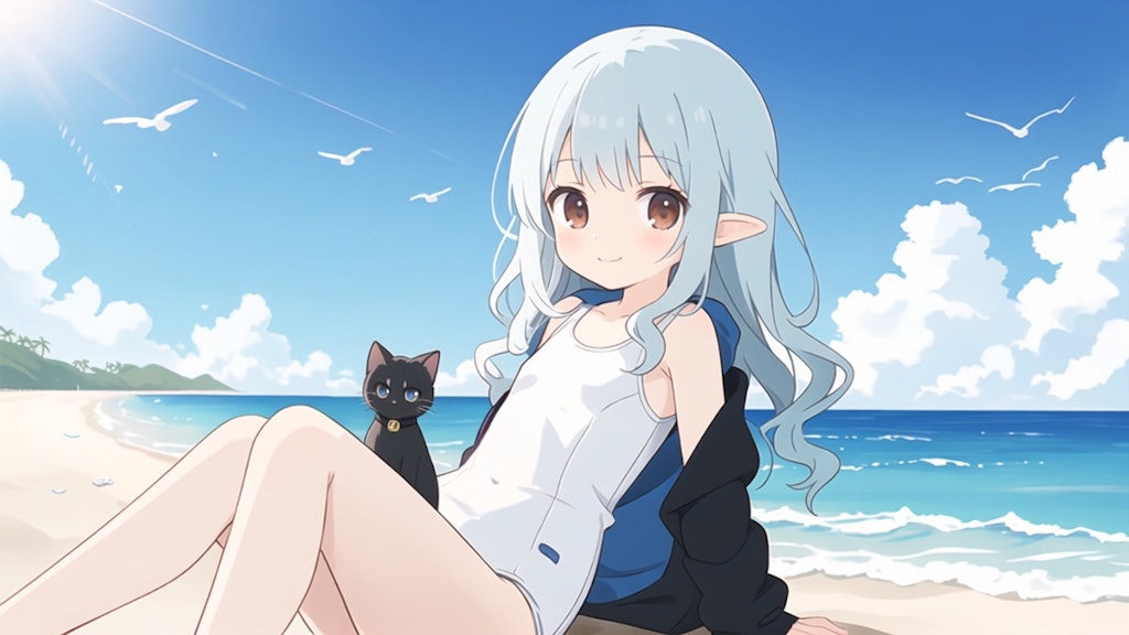 夏空の下にて少女と黒猫は。