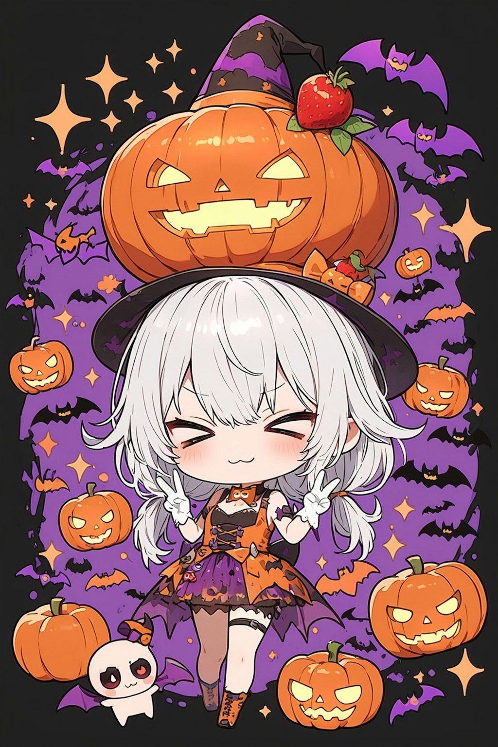 ハロウィンの白髪ちゃん