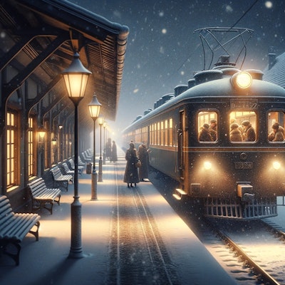 雪の降る夜の駅