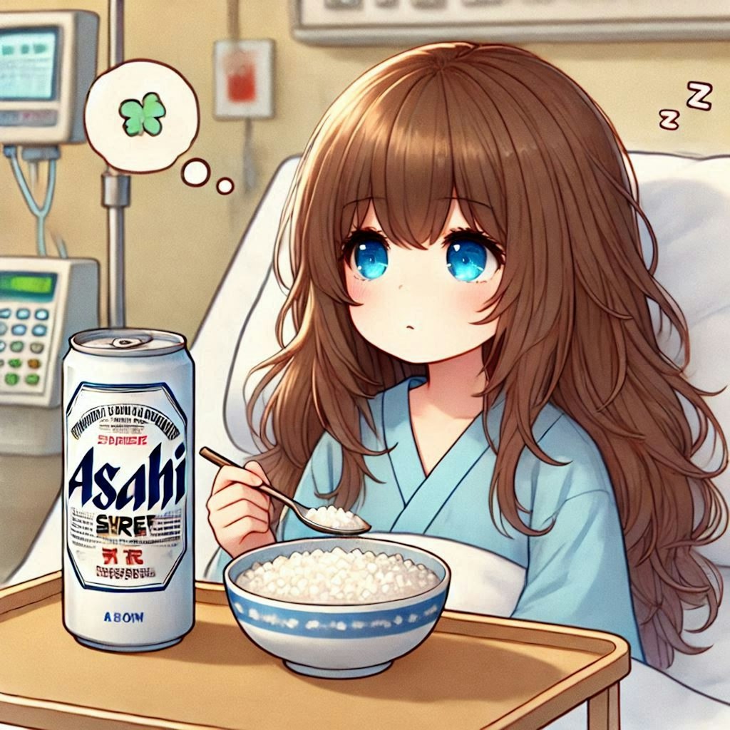 退院したら美味しいものを食べようと考えている小さな女の子