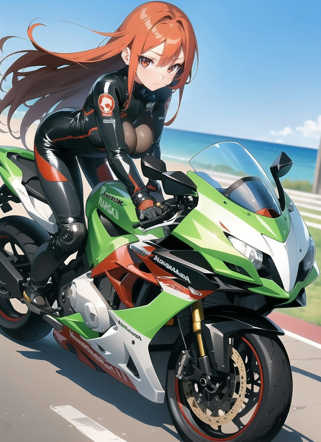 バイク乗るにはホント邪魔なのよね♪仕方ないけど♡