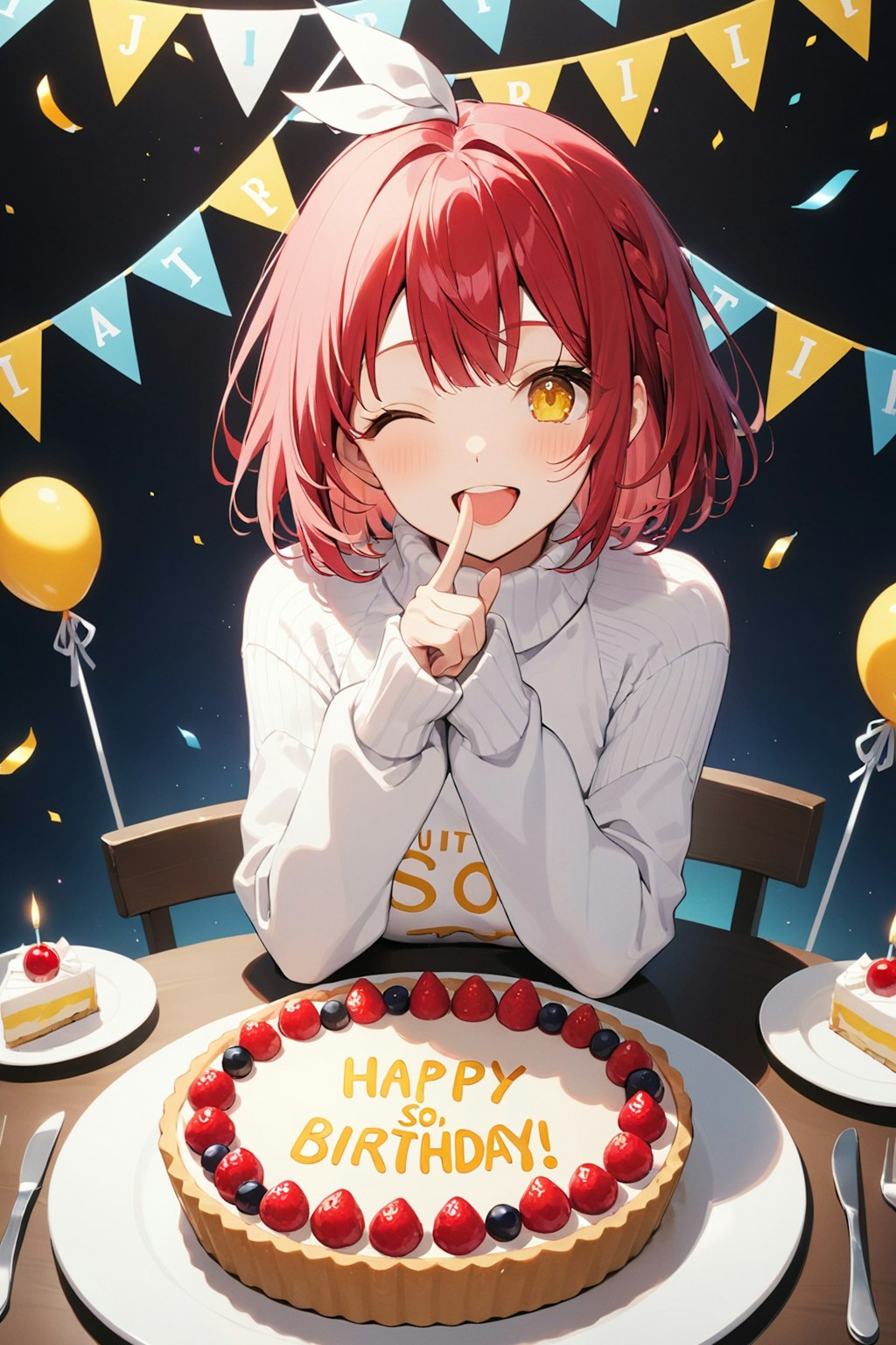 【お誕生日】赤髪ニット(お祝いしていただけて嬉しいです！ずっと一緒に居させてください、わがままでしょうか？)_20240919