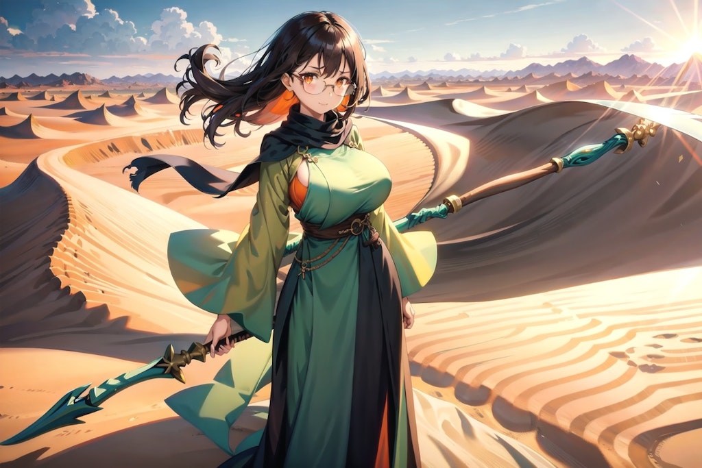 砂漠を旅する少女