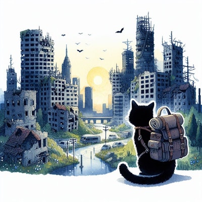 黒猫、閑疎寥落の都市に行く