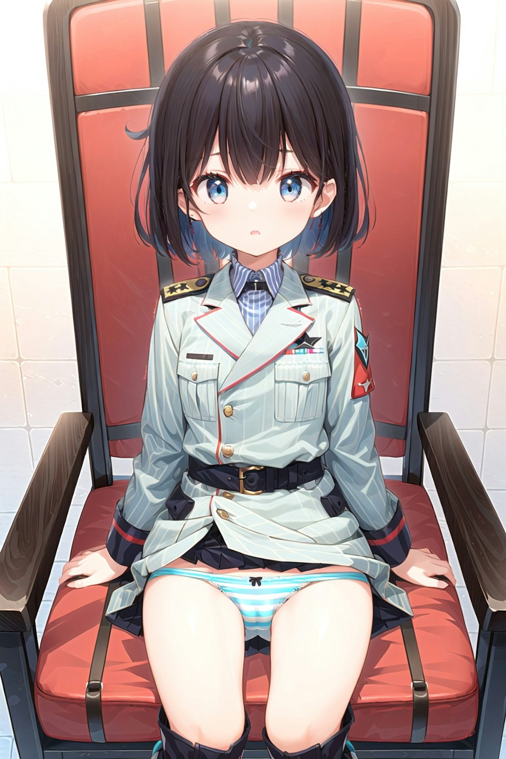 縞パン軍服少女