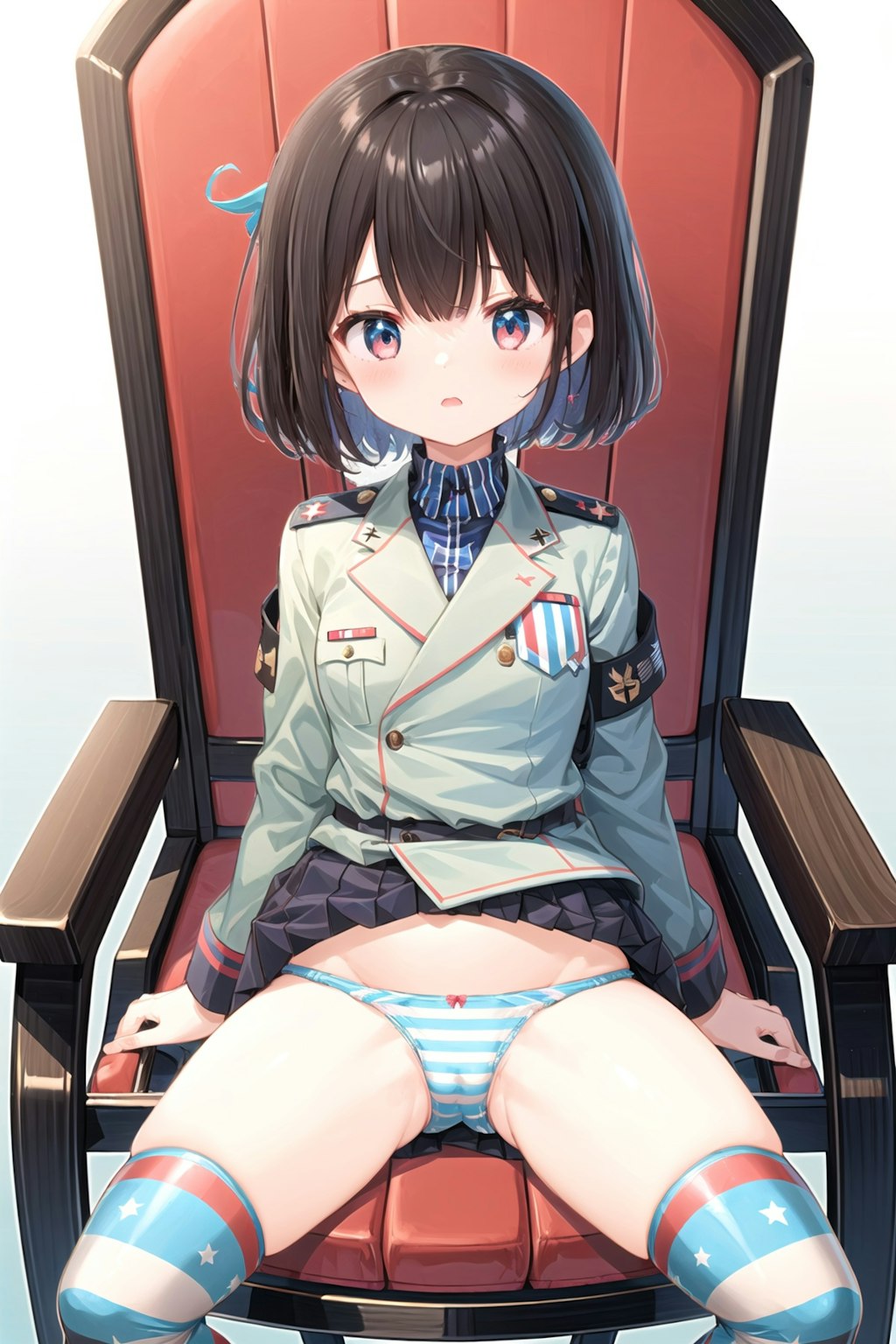 縞パン軍服少女