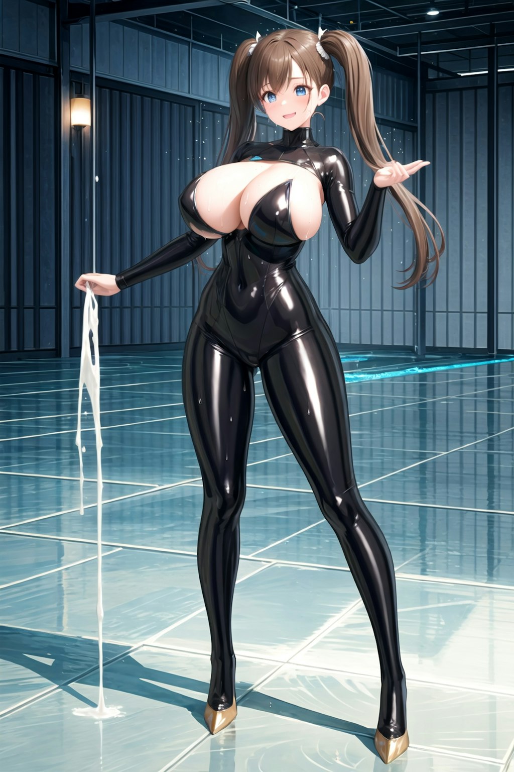 Boobs black catsuit