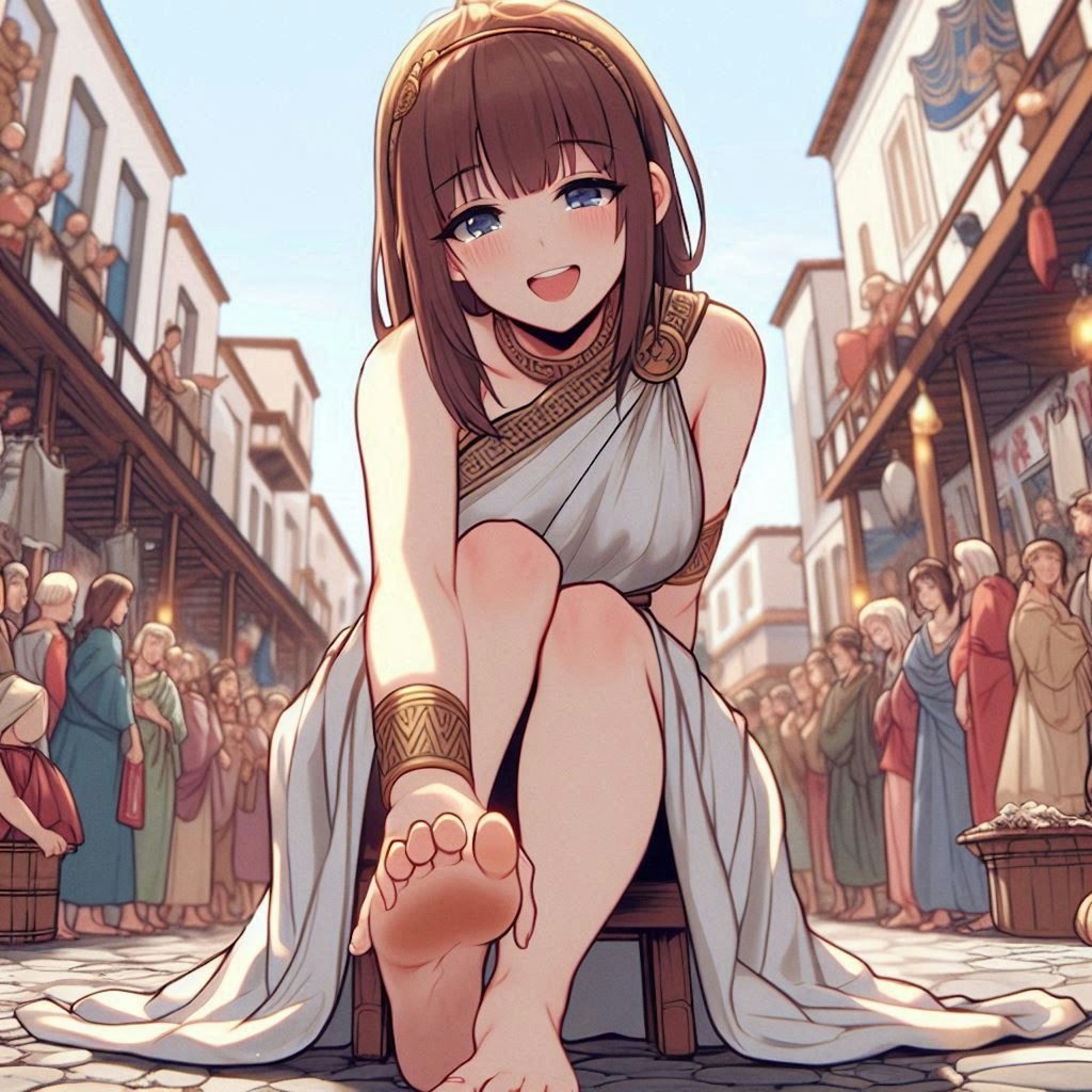 [9枚] 市場で客を待つギリシアの花売りの少女たち（世界訪問の３５）