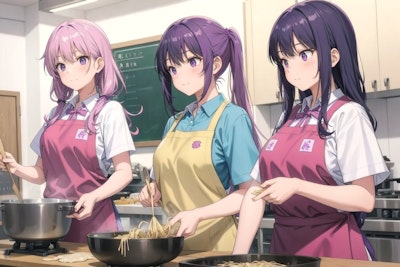 女子高校生の調理実習