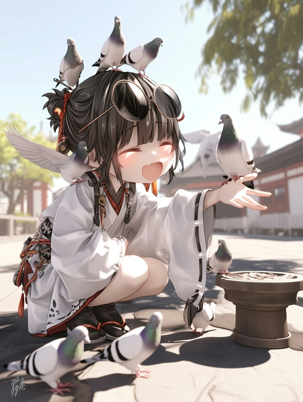 鳩と少女の友情 :Friendship Between a Girl and Pigeons